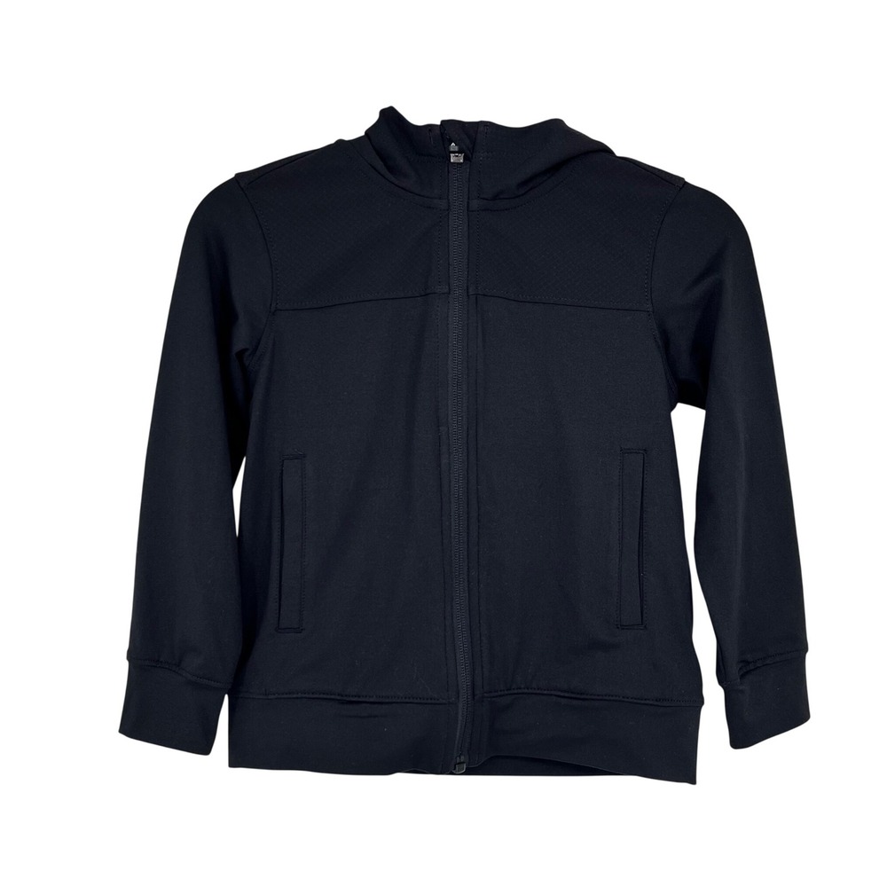 Athletic Works Mixed Media Jacket Kids XS 4-5 Black DriWorks Hooded Full Zip NEW